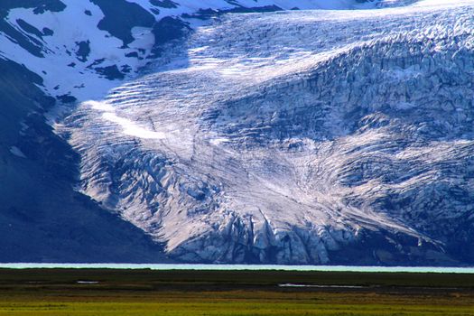 Langjokull glacier and area around Hvitarnes Hut, Iceland
