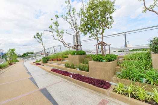 Bangkok , Thailand - 1 July, 2020: Chao Phraya Sky Park new public park in Bangkok, Thailand