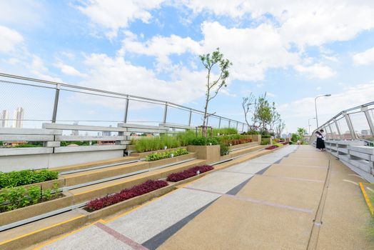 Bangkok , Thailand - 1 July, 2020: Chao Phraya Sky Park new public park in Bangkok, Thailand