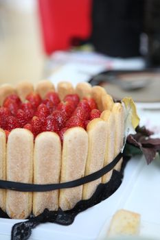 Strawberry Cake isolated in white background