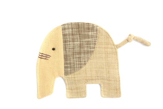 cute elephant sew by cloth isolated on a white background