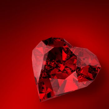 glowing diamond heart illustration on red