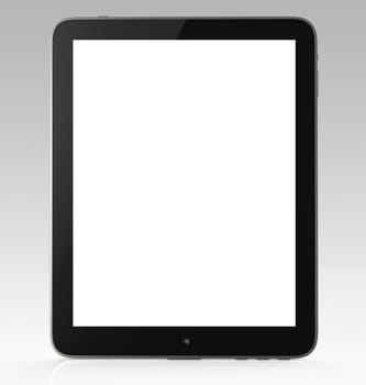 Black tablet pc on white background, Ipade - like generic portable notebook
