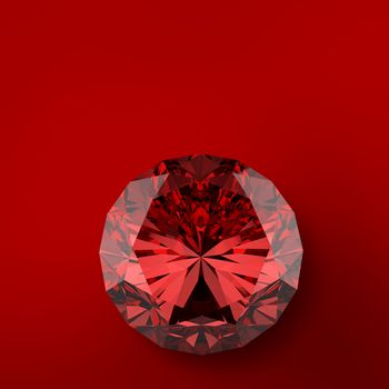 red 3d diamond on red background