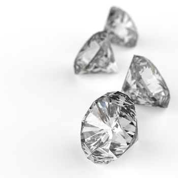 diamonds 3d on black or white surface