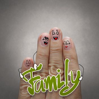 A happy finger family holding family word