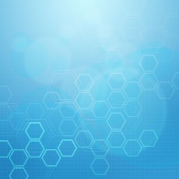 Abstract molecules medical blue background