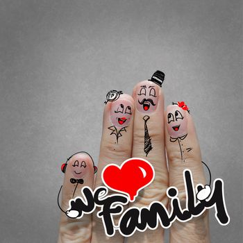 the happy finger family holding we love family word