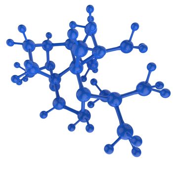 Molecule blue 3d on white background