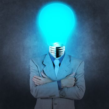 businessman with lamp-head as concept