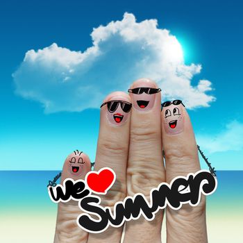 Finger family travels at the beach and we love summer word as concept.