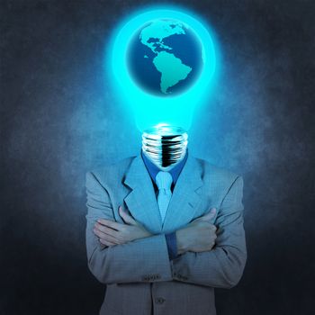 businessman with lamp-head as concept