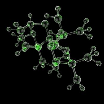 Molecule 3d on black background