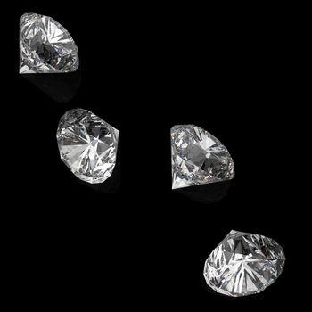 Diamonds isolated on white 3d model