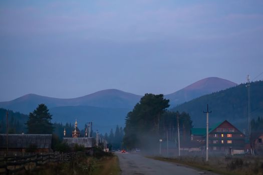 Landscape nature view background. View from street at a wonderful landscape nature view with space for your text in mountains