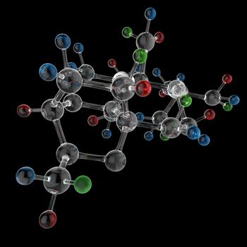 Molecule 3d on black background