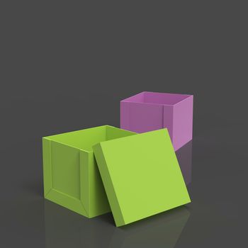 3d open blank box as thinking outside the box concept