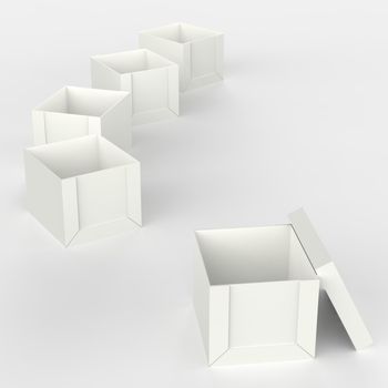 3d open blank box as thinking outside the box concept