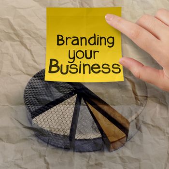  branding your business with pie chart crumpled recycle paper as concept