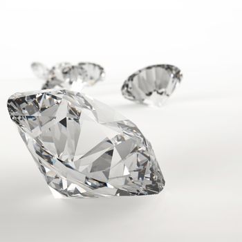 Diamonds 3d model in composition as concept