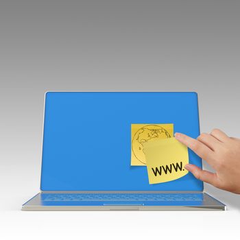 www. written on sticky note with computer laptop as concept