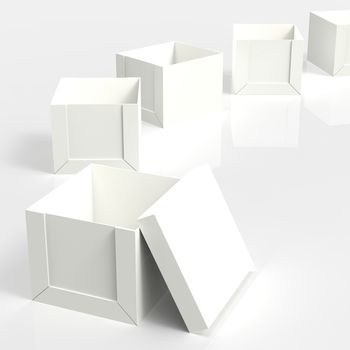 3d open blank box as thinking outside the box concept