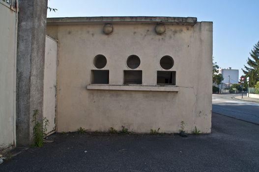 Entrance of the demolished Stade de la Palla football stadium in Valence, France.