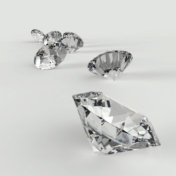 Diamonds 3d in composition as concept