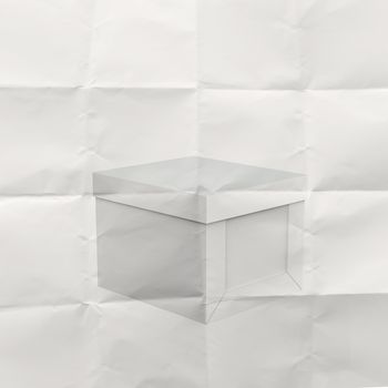 thinking outside the box on crumpled paper as concept