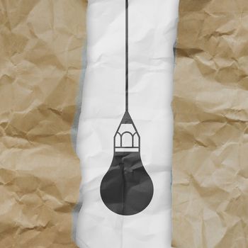 light bulb crumpled paper and recycle tear envelope as creative concept background