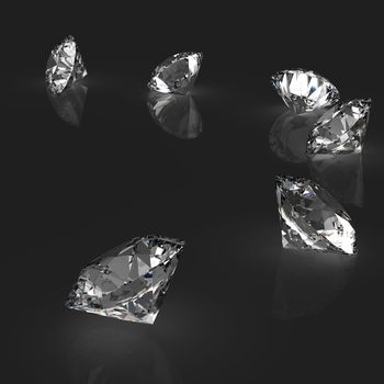 Diamonds 3d in composition as concept