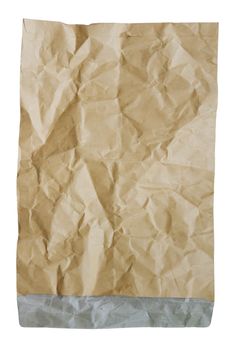 Crumpled brown envelope on white background