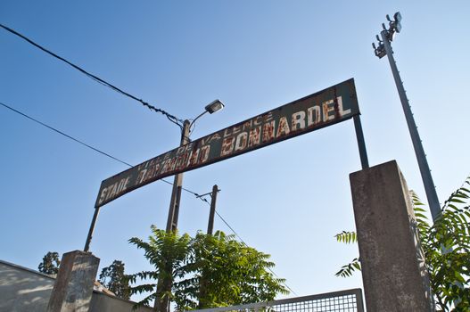 Entrance of the demolished Stade de la Palla (Stade Raymond Bonnardel) football stadium in Valence, France.