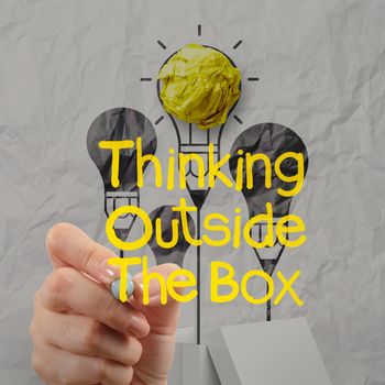 hand draws think outside the box as concept