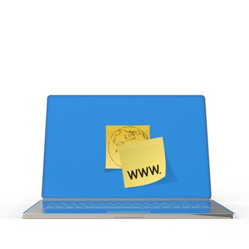 www. written on sticky note with computer laptop as concept