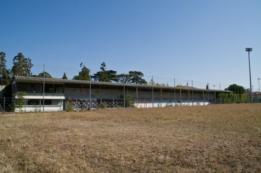 Main stand of the demolished Stade de la Palla football stadium in Valence, France.