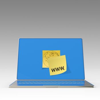 www. written on sticky note with computer laptop as concept