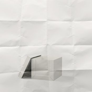 thinking outside the box on crumpled paper as concept