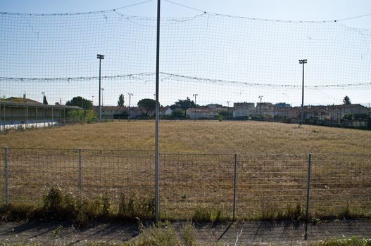 Pitch of the demolished Stade de la Palla football stadium in Valence, France.