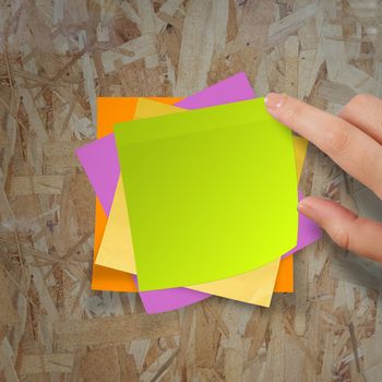 sticky notes on recycle wood desk top as concept