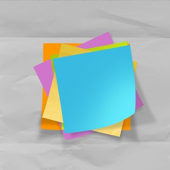 sticky notes on recycle crumpled paper background as concept