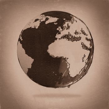 hand drawn the earth as vintage