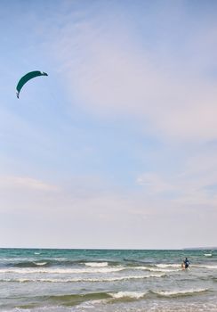 kite surfing in the sea