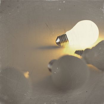 light bulb 3d on dark background as vintage style