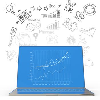 laptop computer with business diagram concept