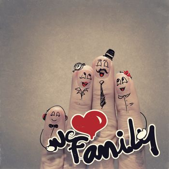 the happy finger family holding we love family word