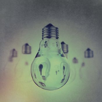 light bulb 3d as leadership vintage style concept