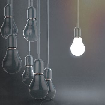 creative idea and leadership concept light bulb as vintage style concept