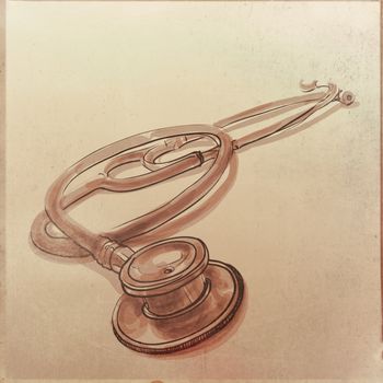 hand drawn stethoscope as vintage style