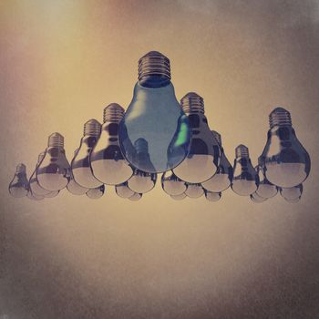 light bulb 3d as leadership vintage style concept